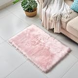 Cumay Super Soft Faux Area Rug 23.6 x 35.4 Pink Living Room Bedroom view 6
