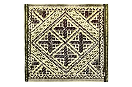 Sapana Mats Aasan Plastic Floor Mat (Black and Ivory, 45x45cms) - Set of 6 Pieces