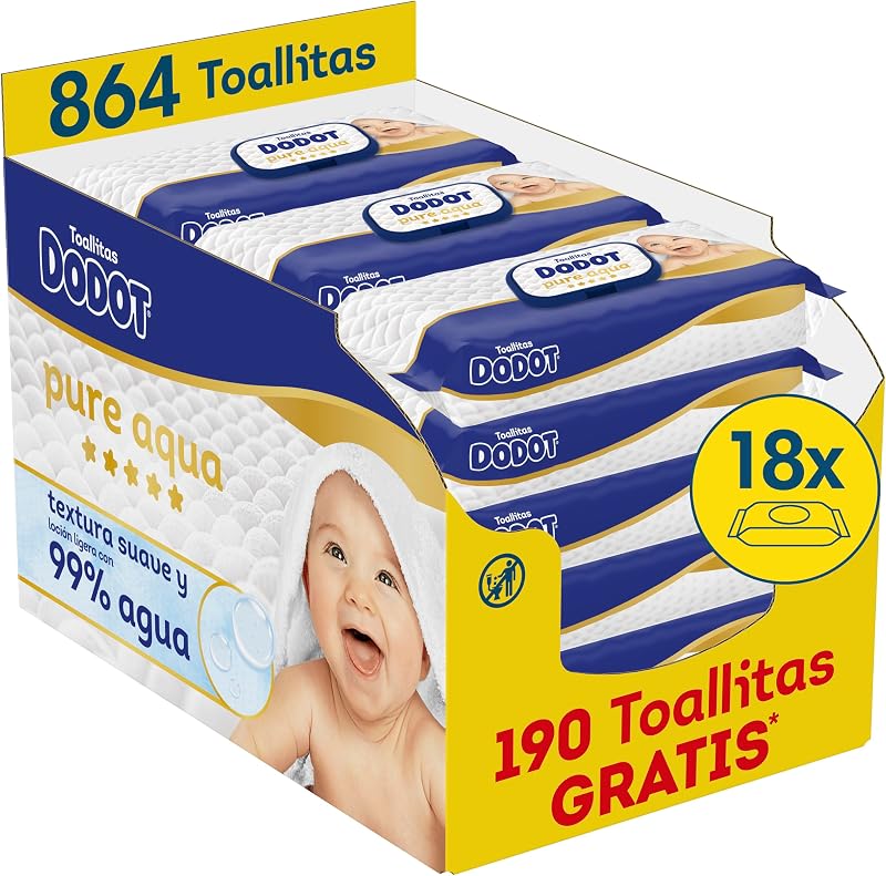 Toallitas Bebé Pure Aqua, 864 Toallitas (18 Packs x 48 uds)