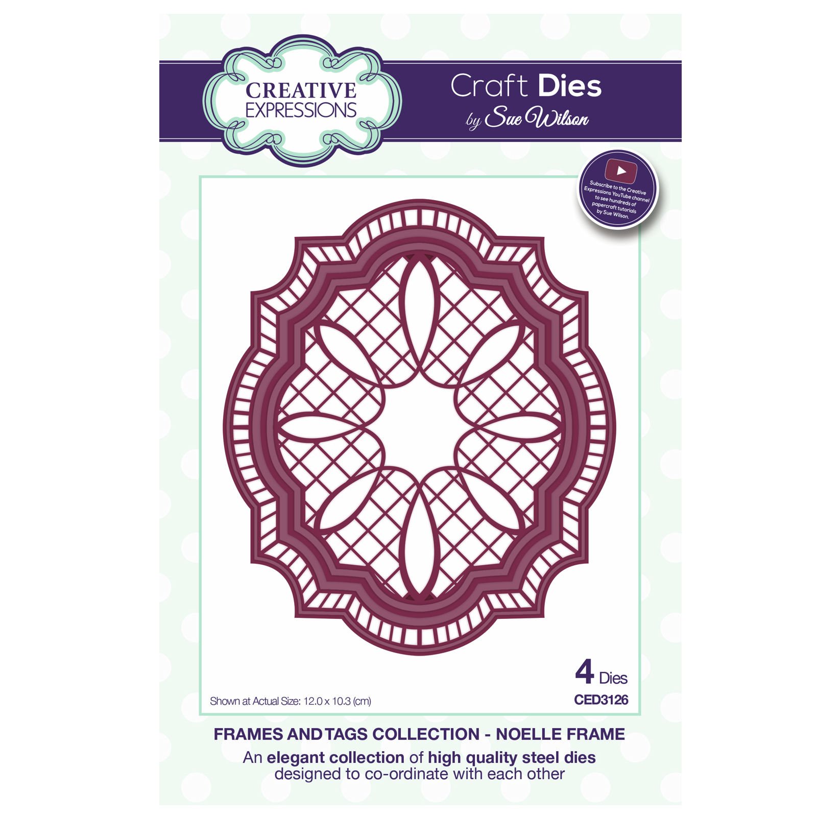 Sue Wilson Tags Collection Noelle Frame Die, Metal, 12 x 10.3 cm