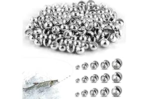 JieGuanG Lead Fishing Weights, 205 Pcs Split Shot Sinkers, Silver, 0.2g, 0.3g, 0.4g, 0.6g, 0.8g, Fishing Terminal Tackle, Ide