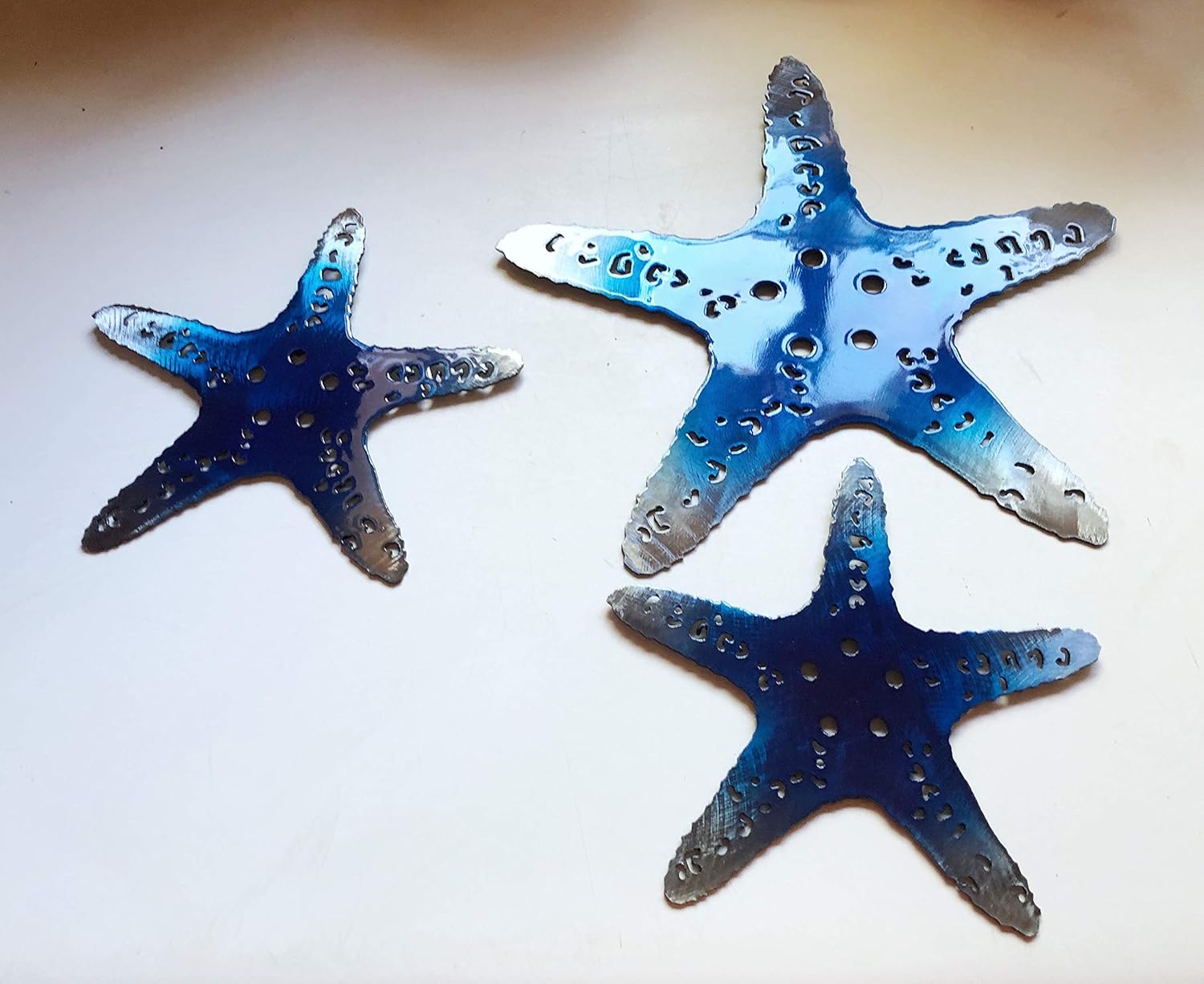 Starfish Metal Art Trio Metal Wall Art Accents Teal Tainted