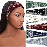 SAWINDA 6 Pack Boho Headbands for Women Short Headband Stretchy Non Slip Head Bands for Women's Hair Cloth Bandanas Headband for Women Yoga Workout Head Wraps Accessories