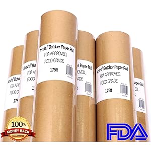 Butcher Paper Roll 18" X 175' (2100'') Food Grade FDA Approved, Unwaxed, Uncoated and Unbleached, Perfect for Slow Smoke Beef/Pork w/Indirect Heat, Gift Wrapping, Smoker, Microwave & Freezer Safe
