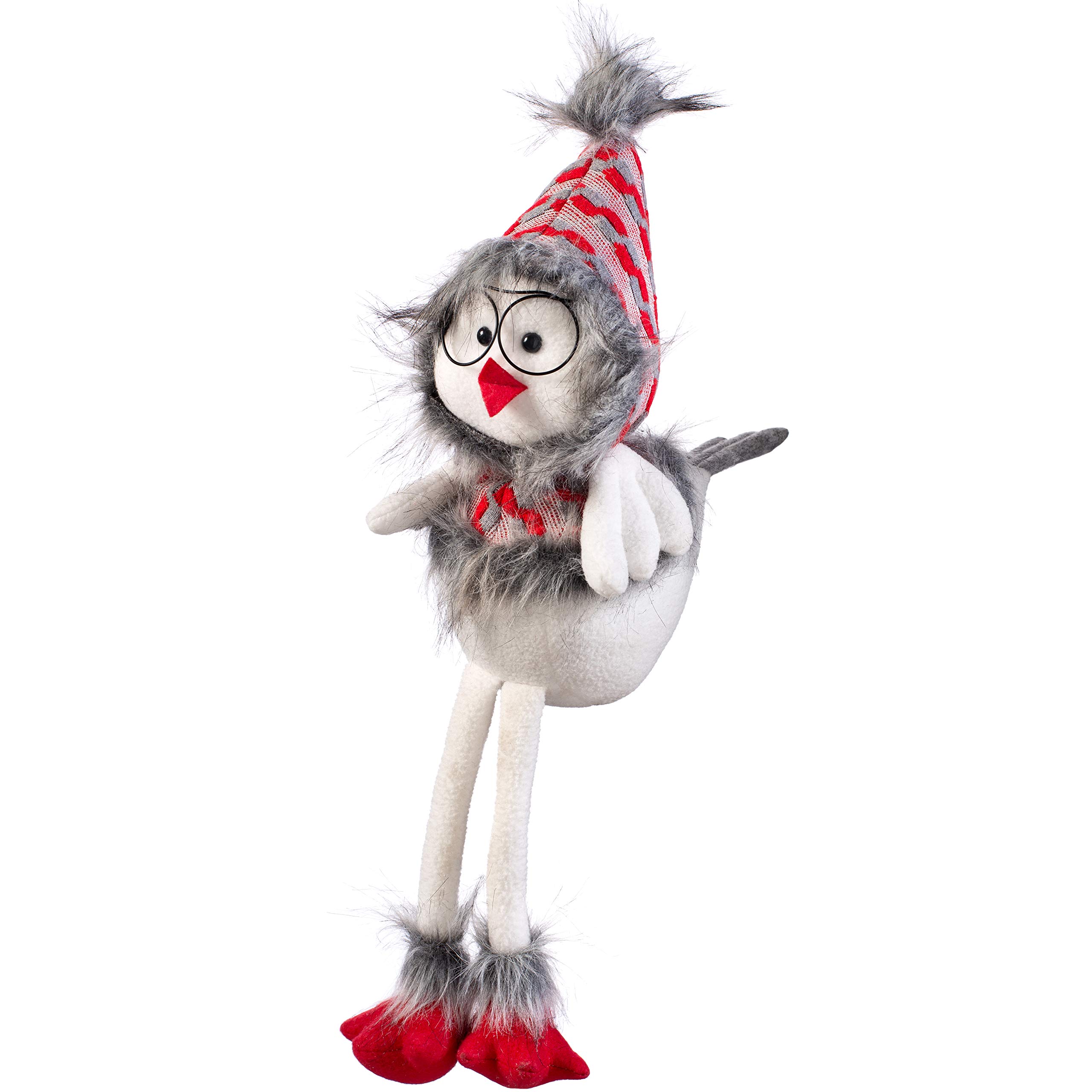 WeRChristmas Sitting Christmas Bird Figurine with Soft Legs, Multi-Colour, 42cm