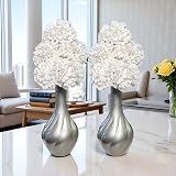 Flourish Vase with Artificial Flowers Grey White Pre Arranged view 2
