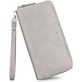 FT FUNTOR Wristlet Wallets for Women, Ladies PU Vegan Leather Clutch Wallet Zip around Phone Purse Card Holder Organizer