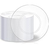 Hioasis 100pcs Clear Plastic Plates for Party - 10.25" Dinner Plates Disposable, Heavy -duty, Classy and Elegant for Wedding