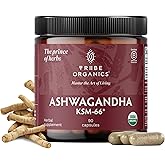 TRIBE ORGANICS Ashwagandha KSM 66 Pure Organic Root Powder Extract Ayurvedic Supplement - Focus Mood Support Increase Energy Strength 600mg of Natural KSM66 for Superior Absorption - 90 Capsules