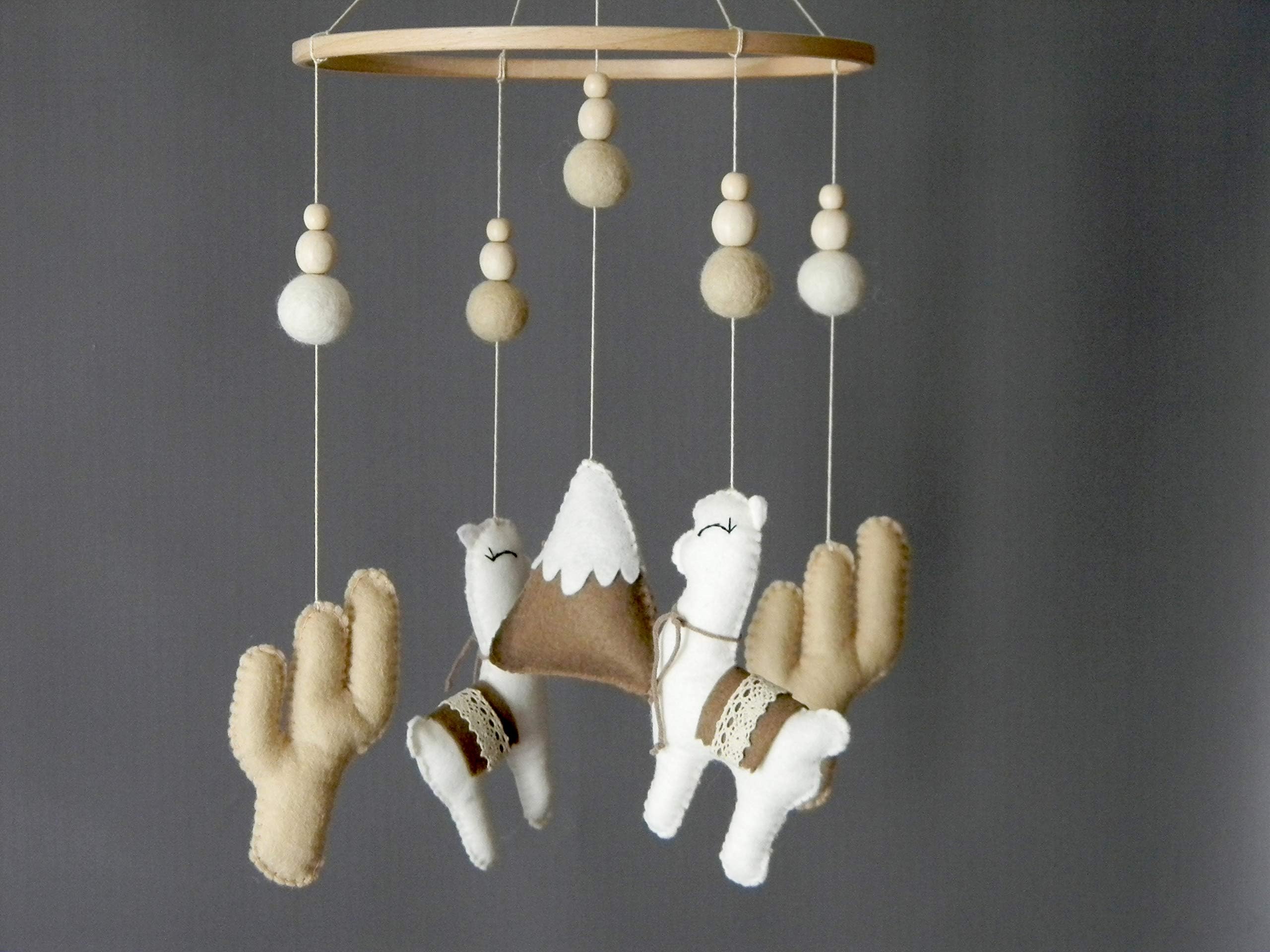 Baby mobile llama nursery mobile cactus mobile alpaca mobile mountain felt crib mobile llama nursery decor boho mobile baby shower gift