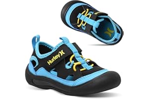 Hurley Kid's Toddlers Water Shoes, Extra Strength Outsole Water Shoes for Boys and Girls, Lightweight Closed Toe Sandals, Beach Shoes with Adjustable Upper-for Outdoors, Water Play and Pool Dylan