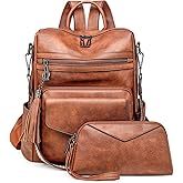garaplight PU Leather Backpack Purse for Women | Anti-theft Ladies Shoulder Bag Handbag Suitable for Work, Travel, and Daily Use (Brown)