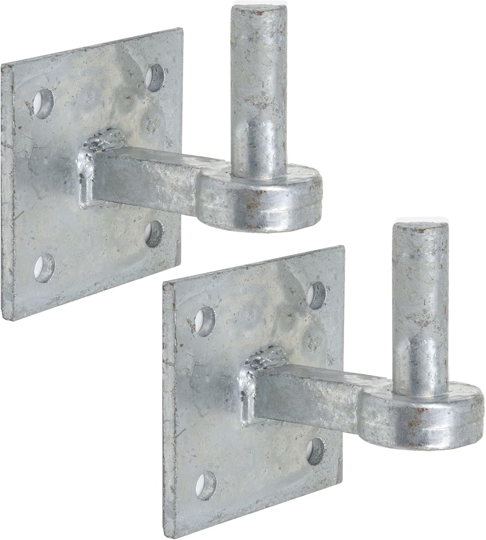 White Hinge 2x Galvanised 19mm Hook Plates Farm Gate Square Hanger Pin Hinges