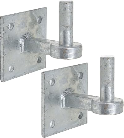 White Hinge 2x Galvanised 19mm Hook Plates Farm Gate Square Hanger Pin Hinges