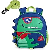 mommore Toddler Backpack for Boys 2-4, 3D Cartoon Cute Kids Dinosaur Backpack Water-Resistant Compact for Travel Preschool with Toddler Leash, Chest Buckle