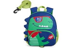 mommore Toddler Backpack for Boys 2-4, 3D Cartoon Cute Kids Dinosaur Backpack Water-Resistant Compact for Travel Preschool with Toddler Leash, Chest Buckle