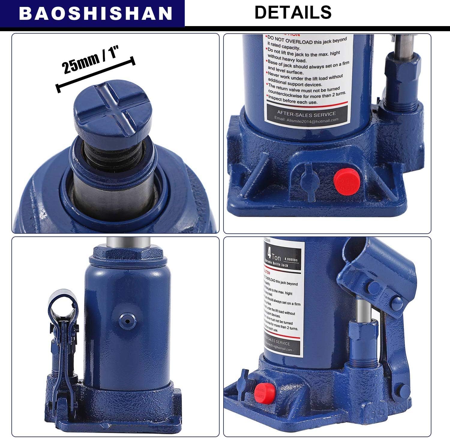 BAOSHISHAN Bottle Jack 4 Ton Double Ram Bottle Jack 6-1/4" to 15-3/8" Lifting Range Portable with Carrying Case: Home Improvement