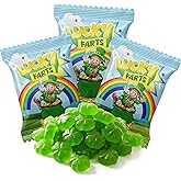 4E's Novelty 30 Packs St. Patricks Day Lucky Farts Shamrock Gummies - 30 Individually Wrapped Bags (5 Pieces Each) Green Gummy Funny St Patricks Day Candy Party Favors, Saint Patty's Day Treats & Kids Snacks, Green Apple Flavor