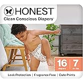 The Honest Company Comfort Dry Disposable Diapers for Sensitive Skin, Hypoallergenic, Fragrance-Free, Pattern Play, Polybag Size 7 (41 lbs), 16 Count