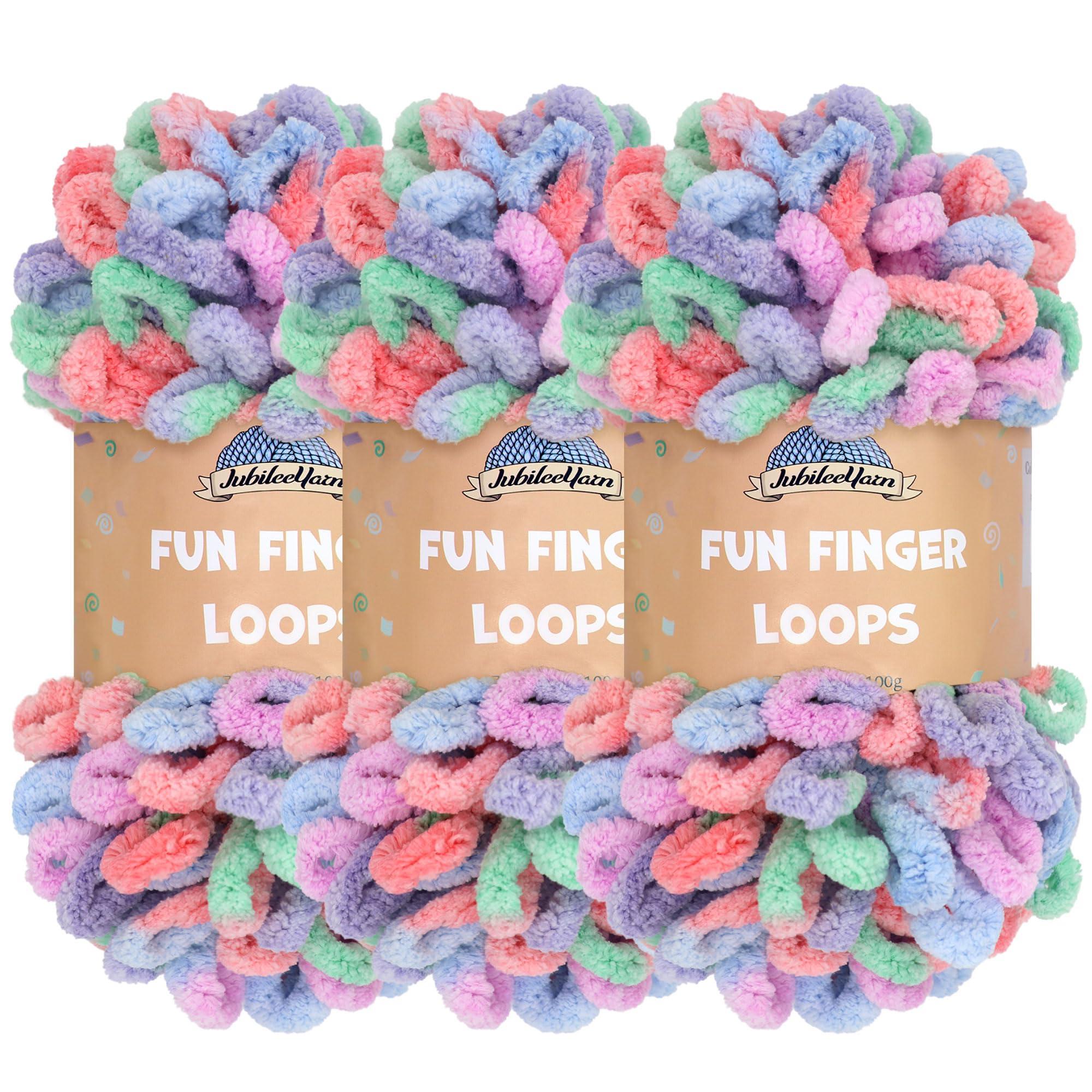 JubileeYarn Fun Finger Loops Yarn - Polyester Jumbo Weight Loop Yarn - 100g/Skein - Eros - 3 Skeins — image 1