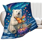 Polar Bears Blanket North Pole Polar Bear Soft Cozy Throw Blanket Super Plush Warm Stuff Lightweight Fleece Flannel Blankets Gifts for Women Girls Men Kids Adults 50"X40"