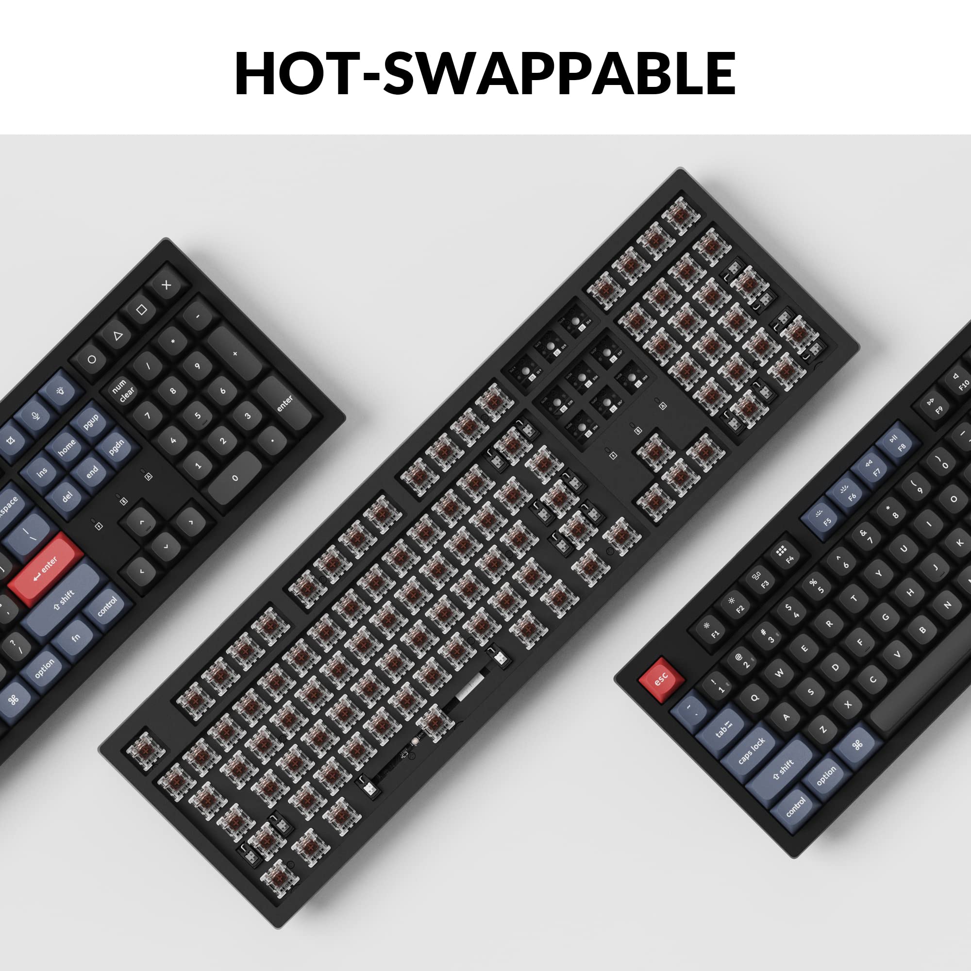Keychron K10 Pro Wireless Custom Mechanical Keyboard, 100% Layout QMK Programmable Bluetooth/Wired RGB Backlit with Hot-swappable Keychron K Pro Brown Switch Compatible with Mac Windows Linux