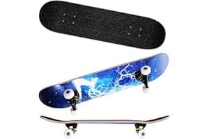 Complete Skateboards -Stansdard Skateboards for Beginners Starter Kids Boys Girls Youths - 31''x 8''