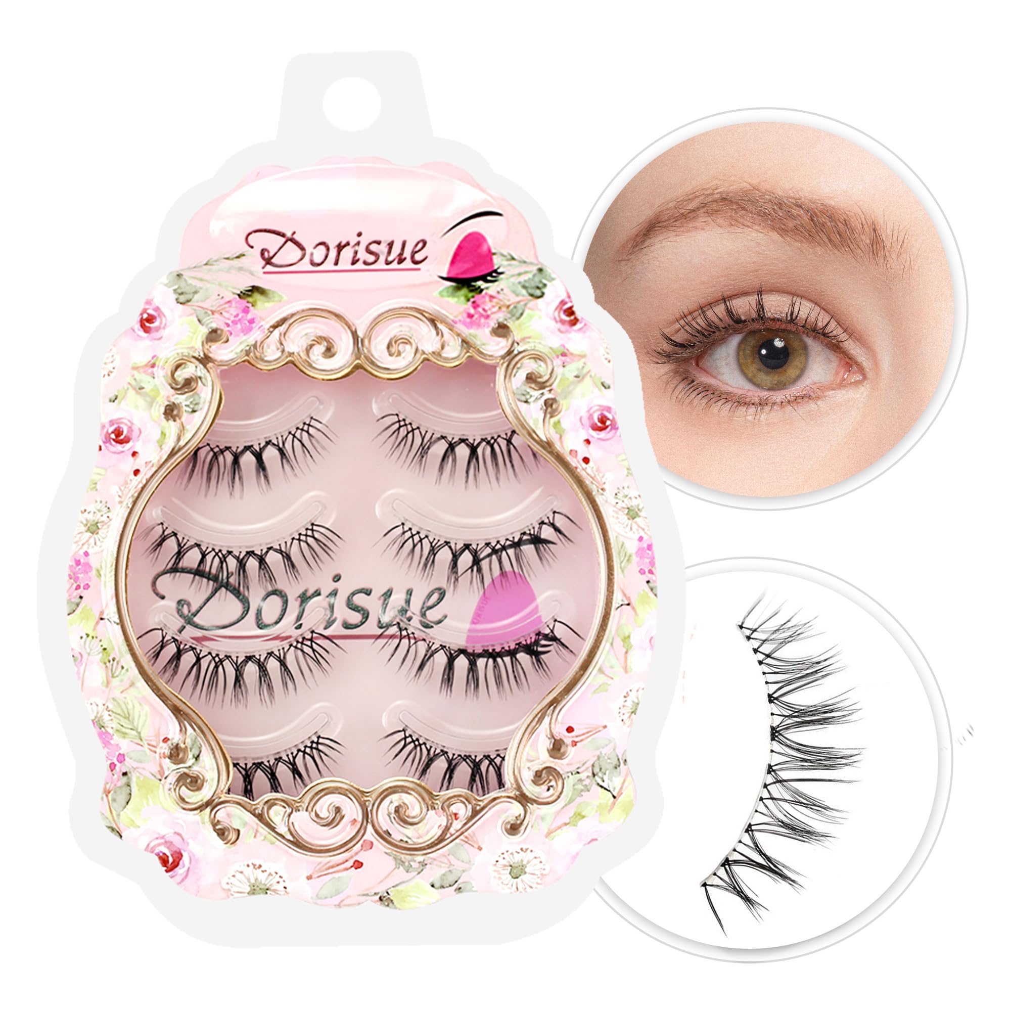 Dorisue Eelashes Natural look wispies Short lashes 3D natural looking eyelashes LightWeight eyelashes 4 Pairs lashes pack E6 — image 1