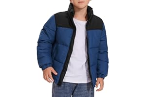 Rousytn Boys Girls Puffer Jacket Kids Midweight Quilted Insulated Winter Coat Water and Wind Resistant Winter Jacket