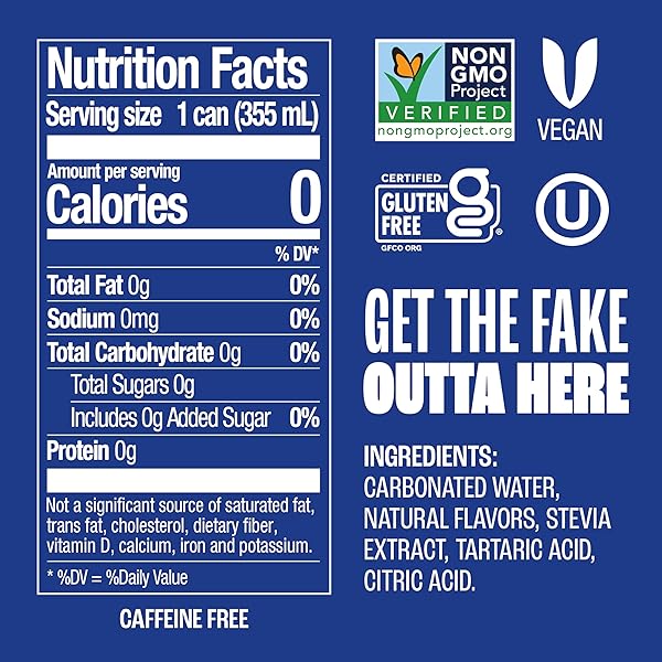 ZEVIA ZERO SUGAR SODA, CAFFEINE FREE COLA, 12 OZ CANS (24-PACK) – NATURALLY SWEETENED, ZERO CALORIE SUGAR FREE SODA – NON-GMO PROJECT VERIFIED, GLUTEN-FREE, VEGAN