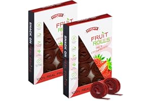 ESSENCE '97 Fruit Roll Ups Healthy Snacks for Kids and Adults Vegan non-GMO no Added Sugar Natural Strawberry Fruit Strips for School and Lunch [16 Count]