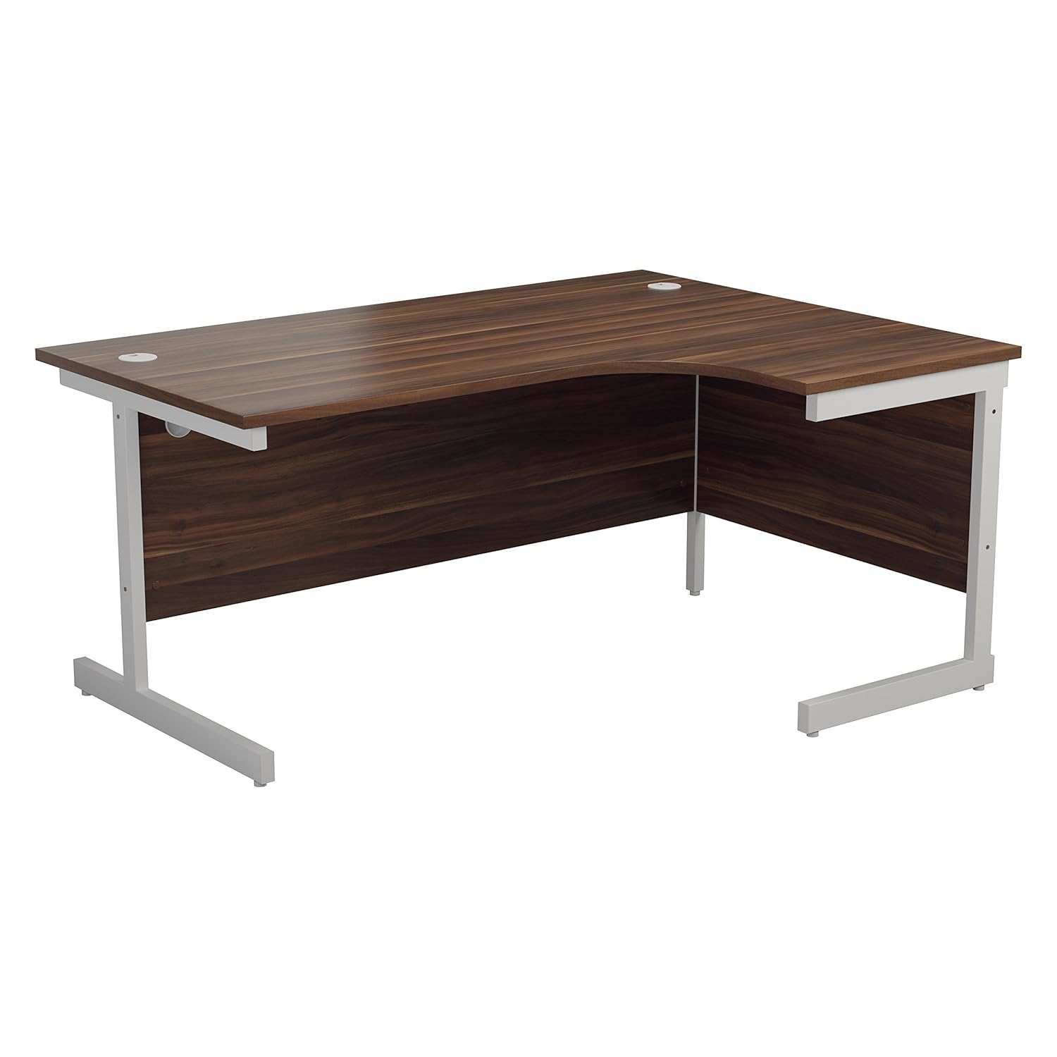 Office Hippo Ideal Right Corner Desk, Dark Walnut, White Frame, 160 cm