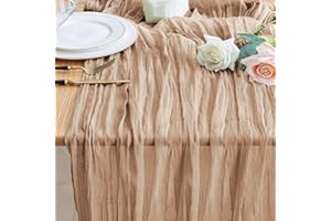 Wokceer Cheesecloth Table Runner Nude Brown 10FT Boho Gauze Cheese Cloth Table Runner for Party Long Rustic Sheer Table Runners for Baby Bridal Shower Wedding Easter Table Decor