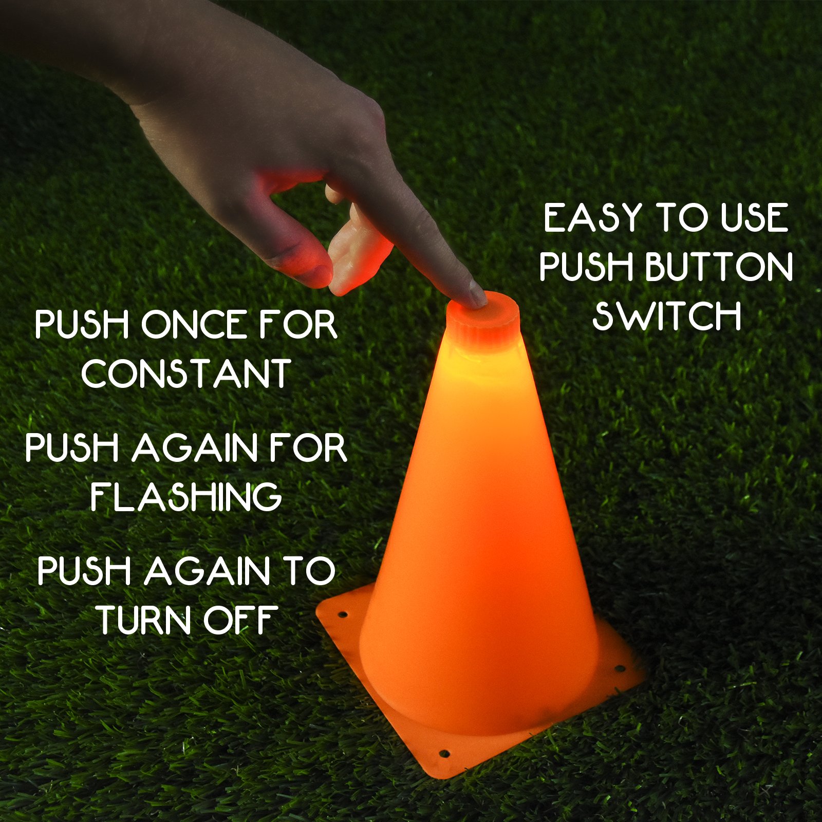 GoSports LED Light Up Sports Cones (6 Pack), 9 Inch