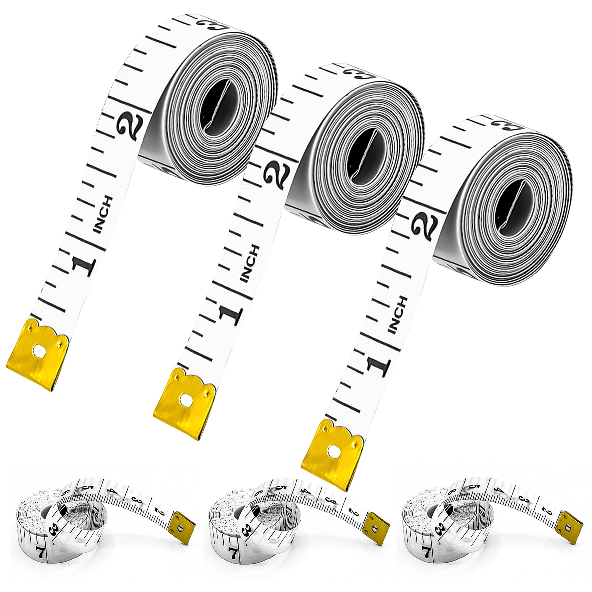 SialPro Double Sided Measuring Tape for Body Height Waist Measurements Dual Scale Clothing Fiberglass Tape Measure White Craft Tailors Clothes Sewing 60 Inch/150cm (White-6Pcs)