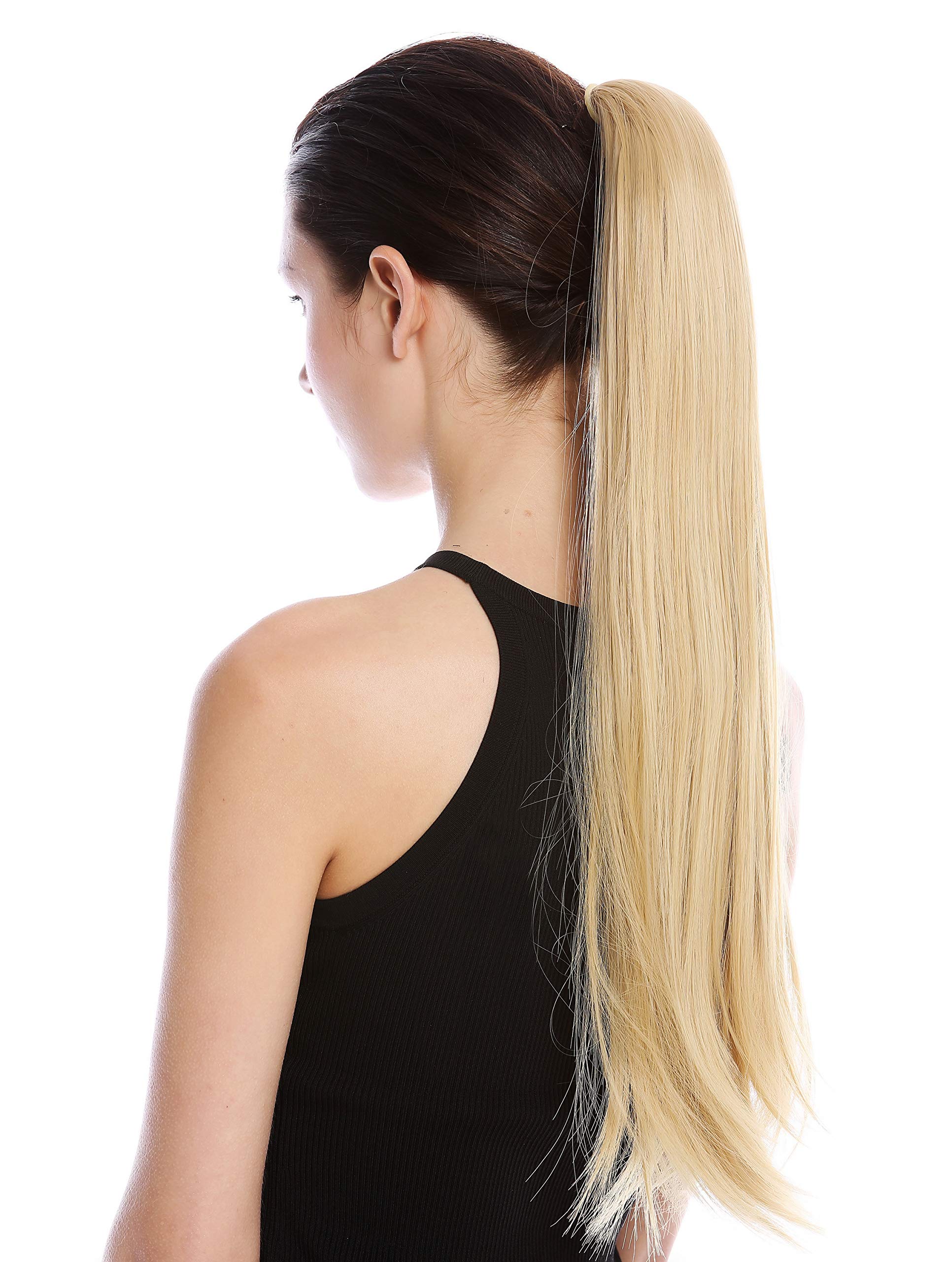 WIG ME UP - YZF-1094S-86 Hairpiece ponytail (comb & ribbon wrap-around system) extension pigtail very long (24inch) straight smooth bright goldblond