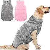 KAYCOWZA Dog Jacket for Cold Weather, 2 Pack Cozy Winter Warm Turtleneck Pet Coat Clothes for Large Medium Small Dogs, Fleece Adjustable Pullover Dog Vest Sweater (M-XXL)