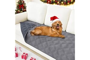 Smiry Waterproof Dog Bed Cover Blanket 30x70, Soft Reversible Pet Blanket, Washable Leakproof Cats Dogs Couch Cover for Sofa, Couch, Furniture, Lattice, Grey/Dark Grey