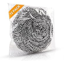 ovwo 12Pack Upgraded Steel Wool Scrubbers - Premium Stainless Steel Scrubber, Metal Scouring Pads, Steel Wool Pads, Kitchen C