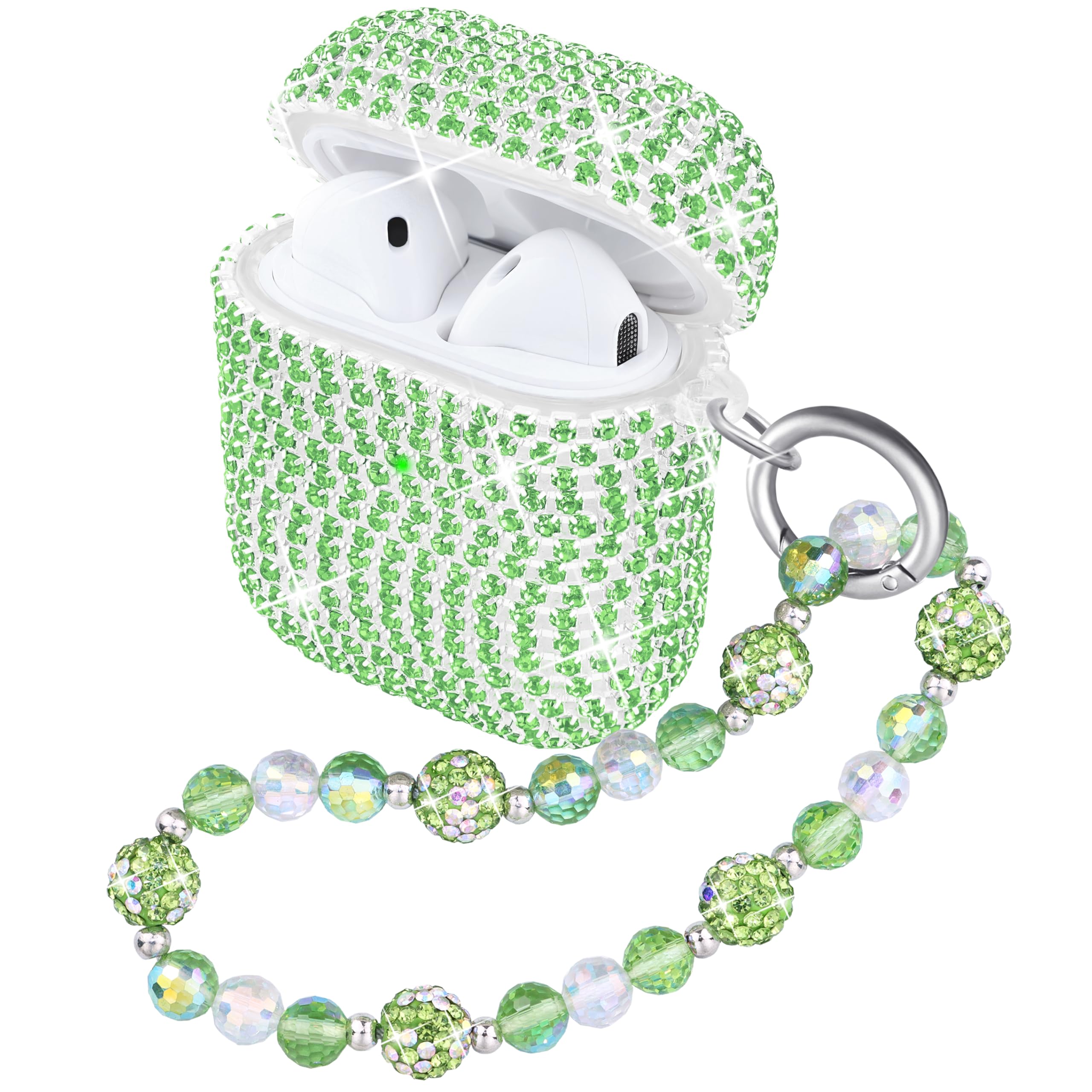 Photo 1 of *2 pack* Ucharmbead Compatible with AirPods 2 & 1 Case Protective Bling Glitter Diamond Rhinestone Girly Case for AirPods with Luxury Shining Wristlet for Teen Girls