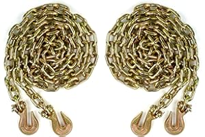 Towmavin Tow Chain Tie Down 3/8"×10' G70 Binder Flat with Hooks for Fixed Cargo Stability Transport Binder Chain-2Pack