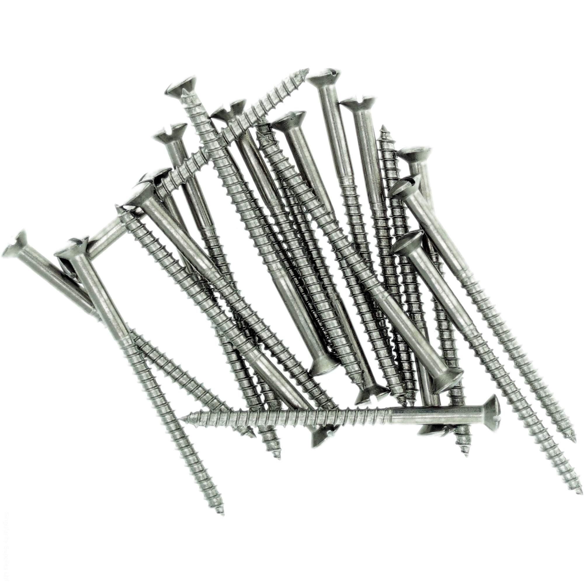 No.10 x 1.18 (5.0mm x 30mm) Slot Raised Countersunk Wood Screw - Stainless Steel (A2) (Pack of 20)