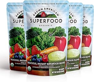 Grown American Superfood 31 Organic Whole Fruits and Vegetables Concentrated Green Powder Increase Energy and Performance Packed with Antioxidants 100% Certified Organic and Vegan Non-GMO (4)