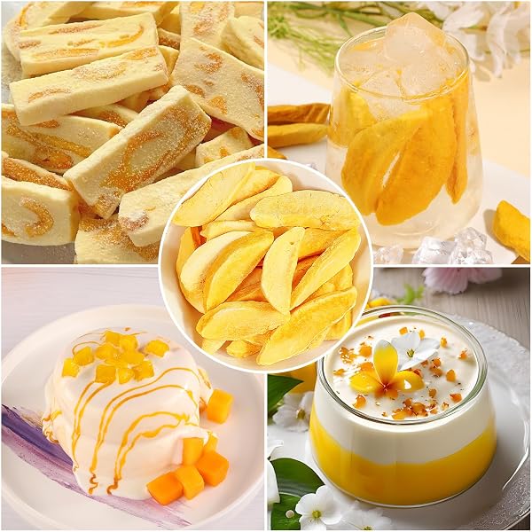 FREEZE DRIED MANGO,135G/4.7OZ,NATURAL FROZEN MANGO CHUNKS,HEALTHY FRUIT SNACK CHIPS FOR BAKING,TEA,SMOOTHIE, YOGURT,NO ADDITIVES,NO SUGAR ADDED