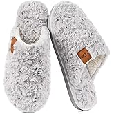 OOW Women's Fuzzy Slippers for Indoor,House Shoes with Memory Foam,Plush and Cute Slippers for Women