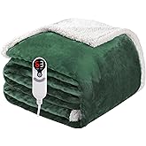 Electric Heated Blanket Full Size 72"x84", Soft Flannel with Overheat Protection, 9 Adjustable Heat Settings & 10-Hour Auto-Off Timer, Fast Heating for Winter Comfort, Dark Green