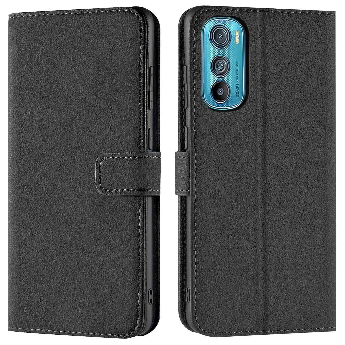 Verco Wallet Case for Motorola Edge 30 Book Cover with Magnetic Closure compatible with Motorola Edge 30 Flip Case with Card Slots Faux Leather - Black