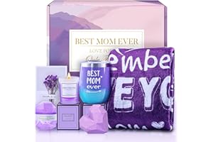 ADISHER Gifts for Mom, Birthday Mothers Day Basket for Mom from Daughter Son, Relaxing Spa Gifts Set with Luxury Flannel Purple Blanket, Great Birthday Mother's Day Ideas for Women Wife Her