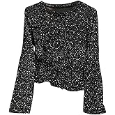 SHENHE Women's Glitter Sheer Mesh Tops Sparkly Long Sleeve See Through Going Out Party Blouse
