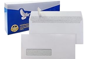 WINPAQ #10 Peel & Seal White Security Window Business Envelopes 4-1/8" x 9-1/2", 24lb, 100 Counts, Perfect for mailing docume